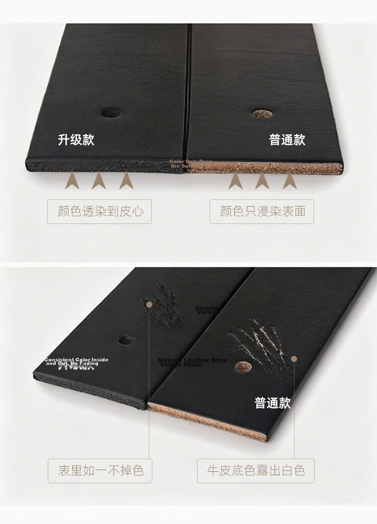 JD Jingzao Genuine Top Grain Leather Men's Belt Waistband Pin Buckle Birthday Gift Belt Without Buckle 110cm 4