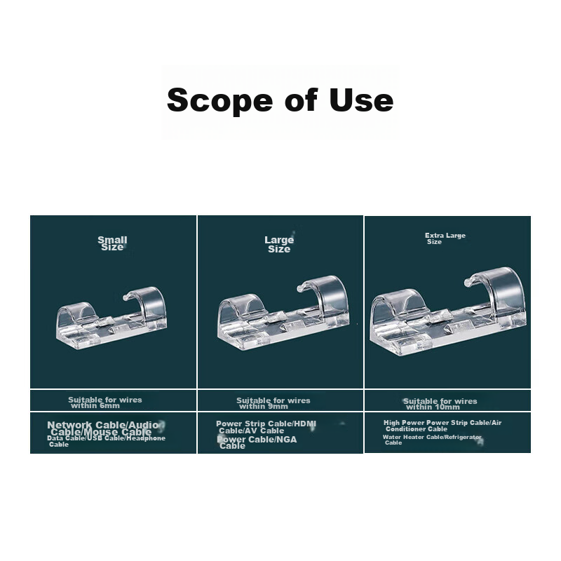 Liantuo Cable Organizer Wire Holder No-Drill Cable Clip Network Cable Concealed Wire Fixing Buckle Data Cable Clip Storage Self-Adhesive Large Size 50-Pack 10