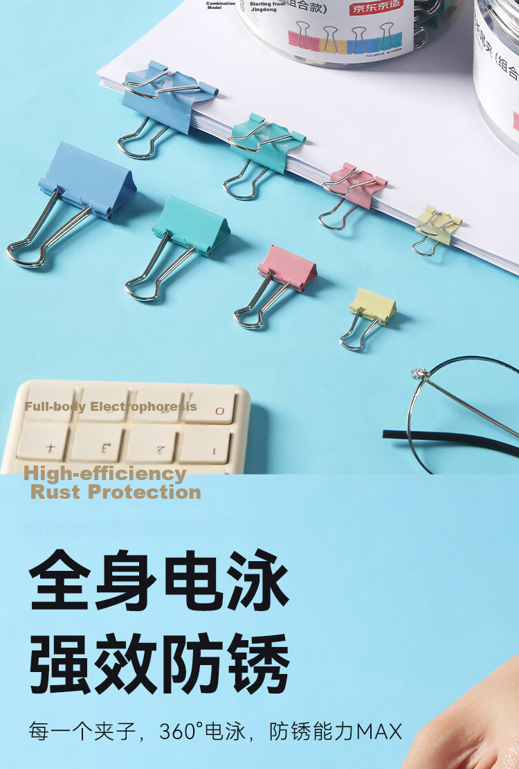 JD Jingzao No.3 Colored Long Tail Clips Swallowtail Clips 32mm (24 pcs) Ticket Clips Phoenix Tail Clips Butterfly Clips Metal Document Clips 7
