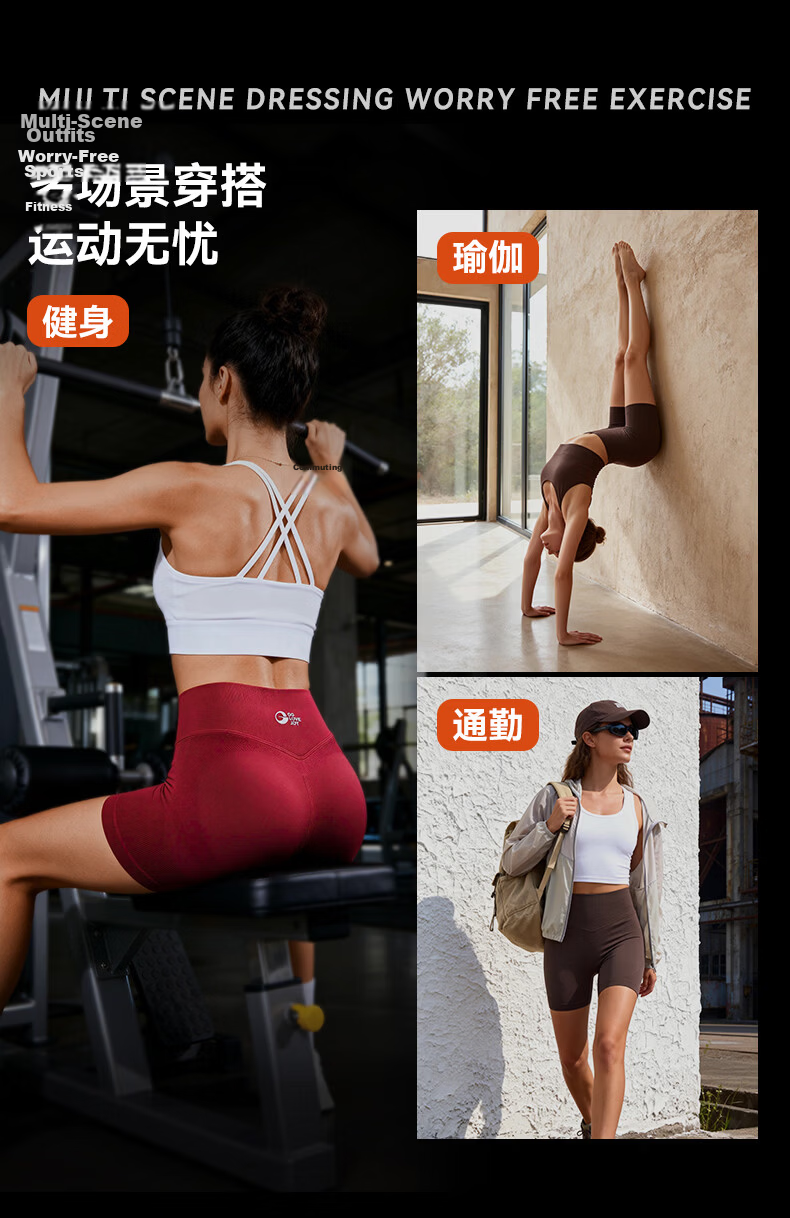 GOLOVEJOY High Waist Hip-Lifting Yoga Shorts High Elastic Quick-Dry Tight-Fitting Sports Fitness Shorts Black M 8