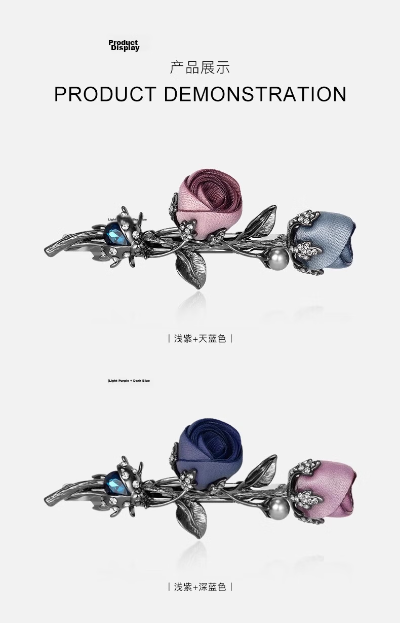 Cercoo Rose Hair Clip Horizontal Clamp Korean Top Clip Small Spring Hairpin Hair Accessory Qixi Valentine's Day Gift 5