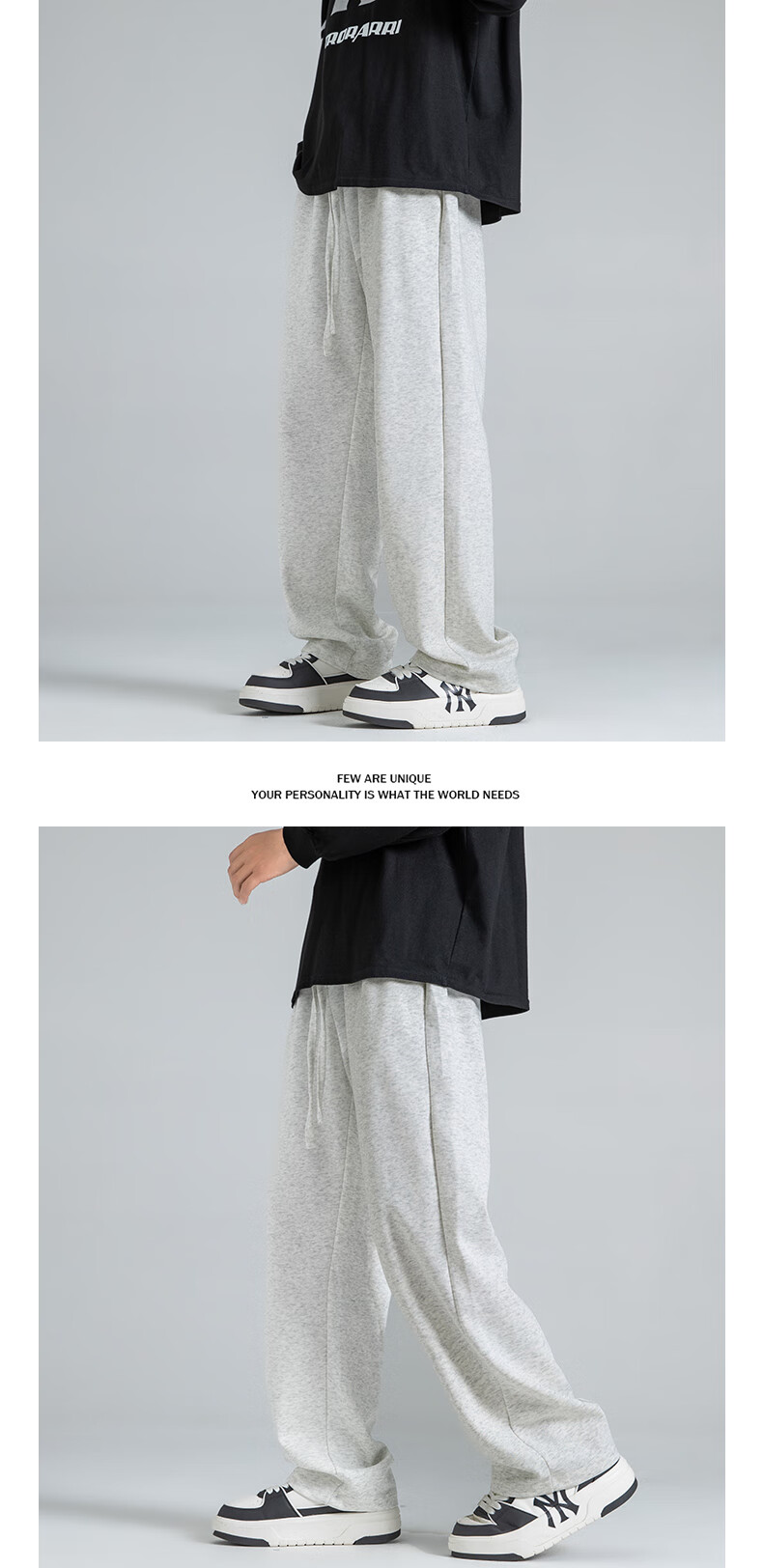 Homlean American Retro Casual Pants for Men, Summer Comfortable Versatile Loose Wide-Leg Trousers with Draping Effect, An04 White-Gray XL 6