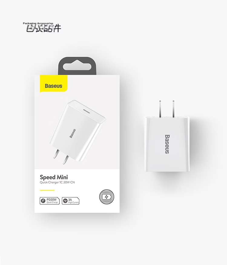 Baseus Apple Charger PD 20W Type-C Fast Charger for iPhone 13 Pro Max/12/11/XS Huawei Xiaomi Phones Tablets Compatible 18W Plug Black 16