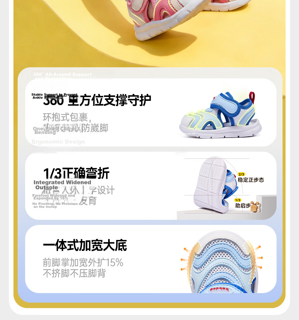 BOBDOG Children's Shoes, Baby Sandals, Toddler Walking Shoes, Summer Style, Soft Sole, Breathable Caterpillar Design, Functional Shoes for Boys And Girls, Blue And White Color, Size 24 15