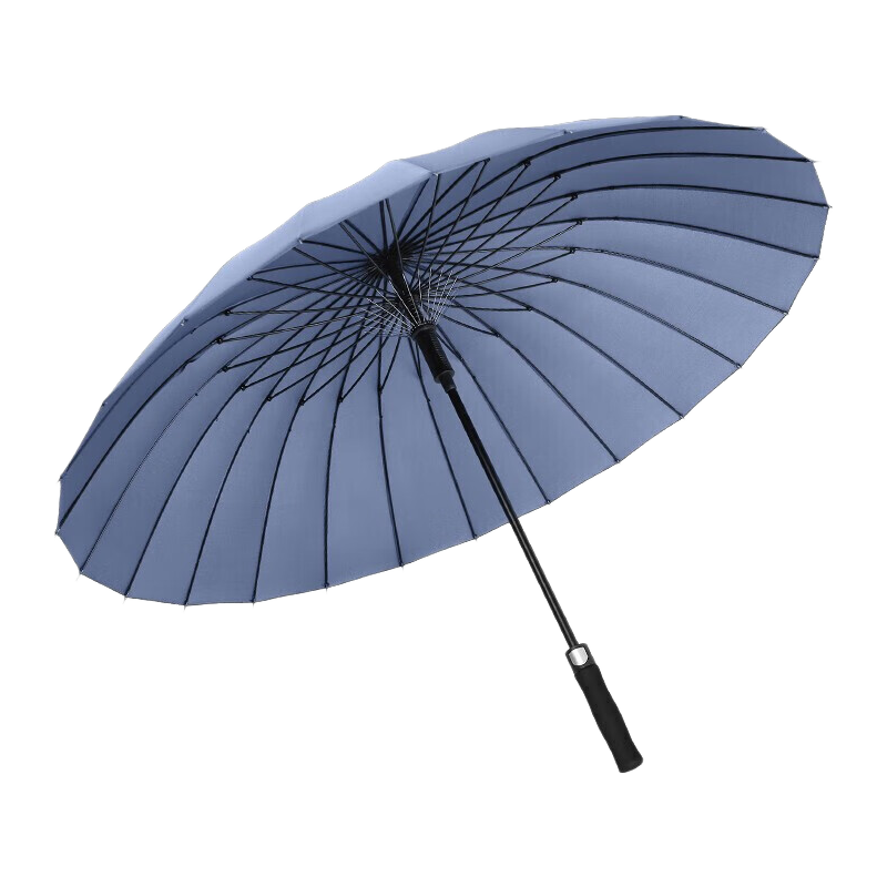 MAYDU Automatic Straight Handle Umbrella, Large Size, 24 Ribs, Reinforced Long Handle Umbrella M7003, Smog Blue