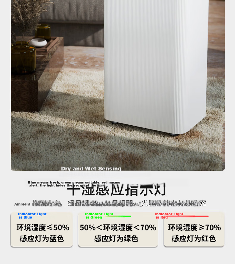 AUX Dehumidifier 20L/Day Home Use for Single Room ≤40㎡ Moisture Removal Mold Prevention Drying Machine Smart Humidity Control 24H Timer D2520A 8