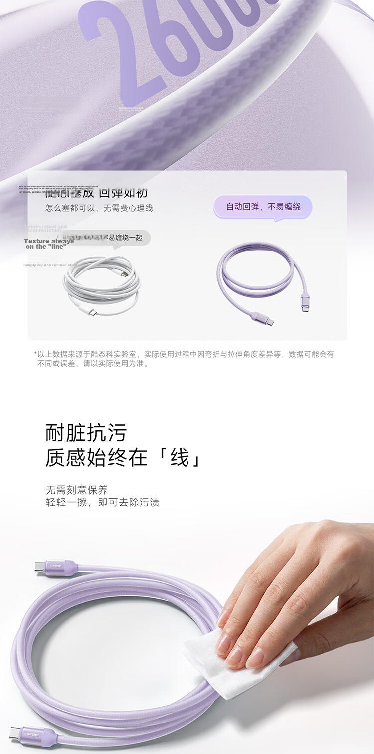 CUKTECH CoolState CP Skin-Friendly Silicone Braided 6A Type-C Charging Cable 240W High Power CTOC Fast Charge Compatible with Apple Xiaomi Huawei Phones and Laptops 0.5m 5