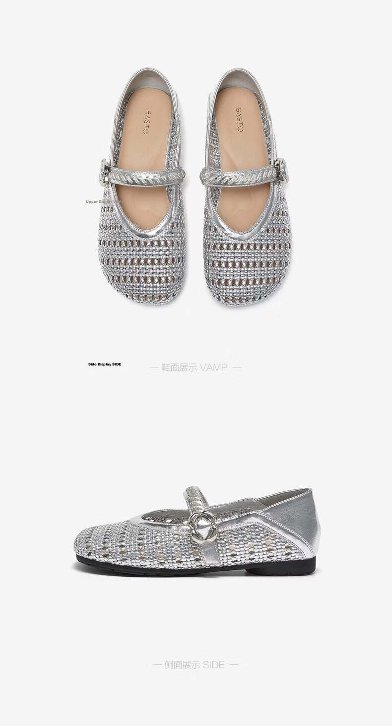 BASTO Woven Breathable Ballet Mary Jane Commuter Women's Low-Cut Flats W3515BQ6 19