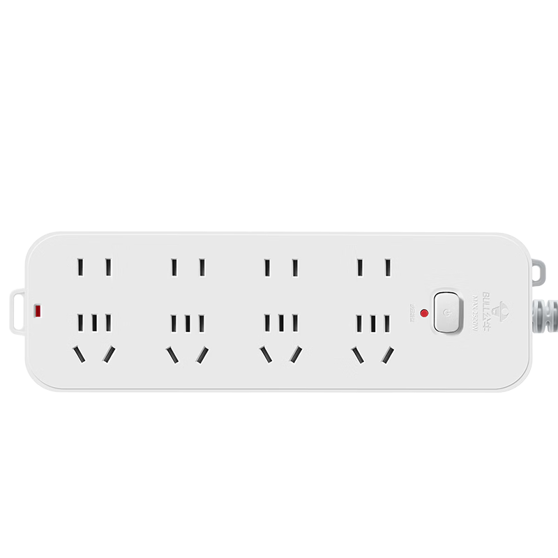 BULL Power Strip / Extension Cord / Surge Protector / Multi-Outlet Strip / Dorm And Home Desktop Power Board, 3C Certified, 8 Outlets with Master Switch, 2 Meters Total Length GN-B3440