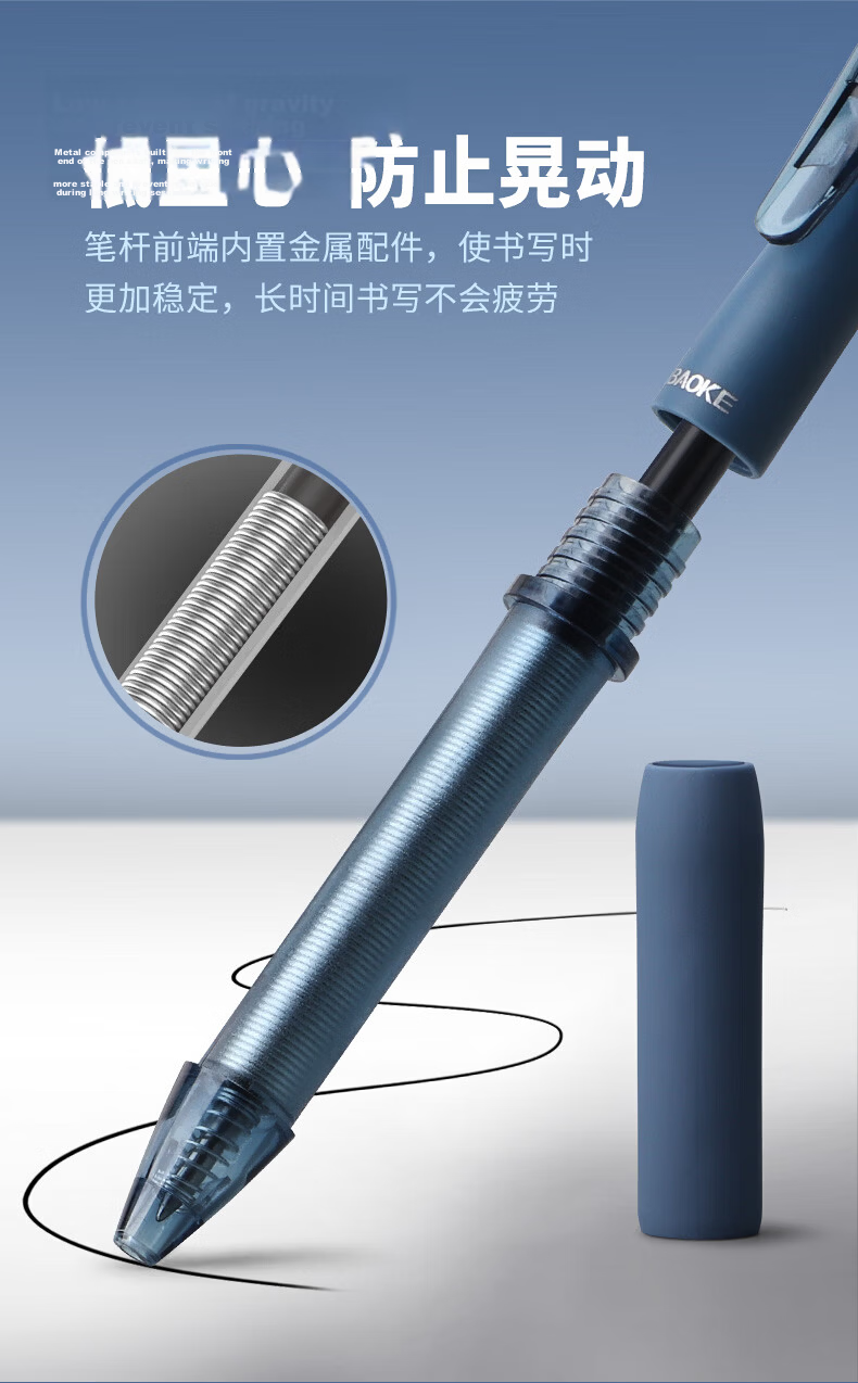 BAOKE PC1965 0.5mm Colorful Barrel Retractable Gel Pen Quick-Dry Student Office Black Ink Signature Pen Milk Apricot White 6pcs/Box Free Shipping 2