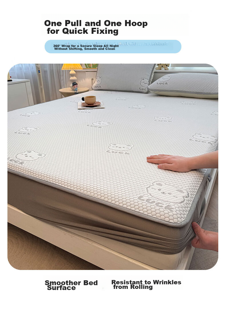 Grace Class A Summer Cooling Ice Bead Mat Fitted Sheet Single Double Household Washable 1.5*2M Bear Gray 6