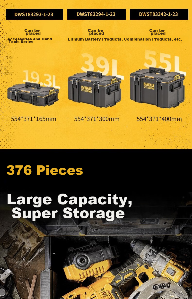 DEWALT Waterproof Dustproof Toolbox Medium Rock System 39L Capacity Load Bearing 50KG DS300 4