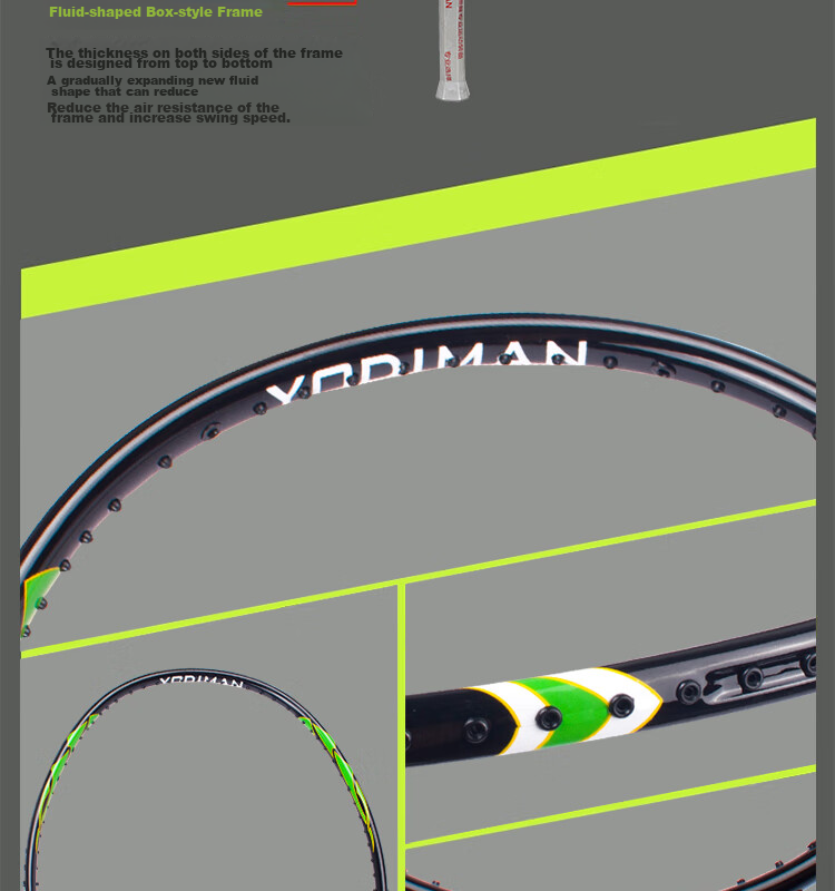 Yodiman 30-Pound Badminton Racket, Ultra-Light Full Carbon Fiber, Training And Competition, 999 Single Racket (Badminton Set) 5