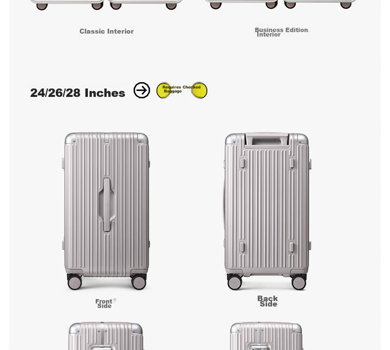 90 Points 20-Inch Aluminum Frame MAX Luggage 2026 New Travel Suitcase Trolley Carry-On Password Lock Soft Matte Purple 43