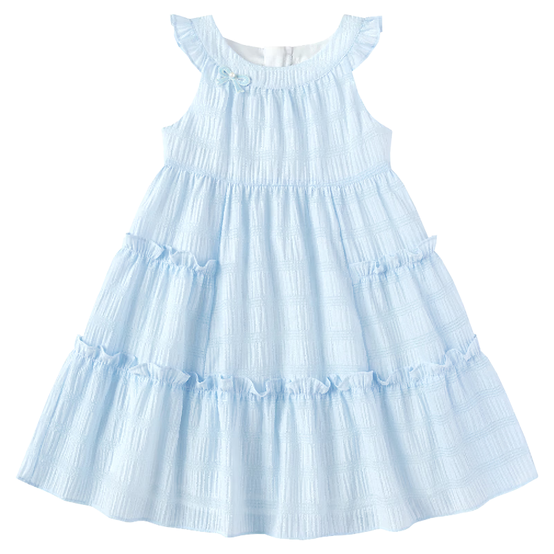 Balabala Kids Dress Girls 2026 New Summer Baby Dress Embroidered Bow Delicate Ruffle Sweet