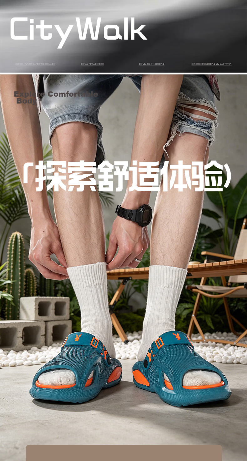 PLAYBOY New Men's Summer Slippers Non-Slip Breathable Thick Sole Beach Casual Popular Sandals 1