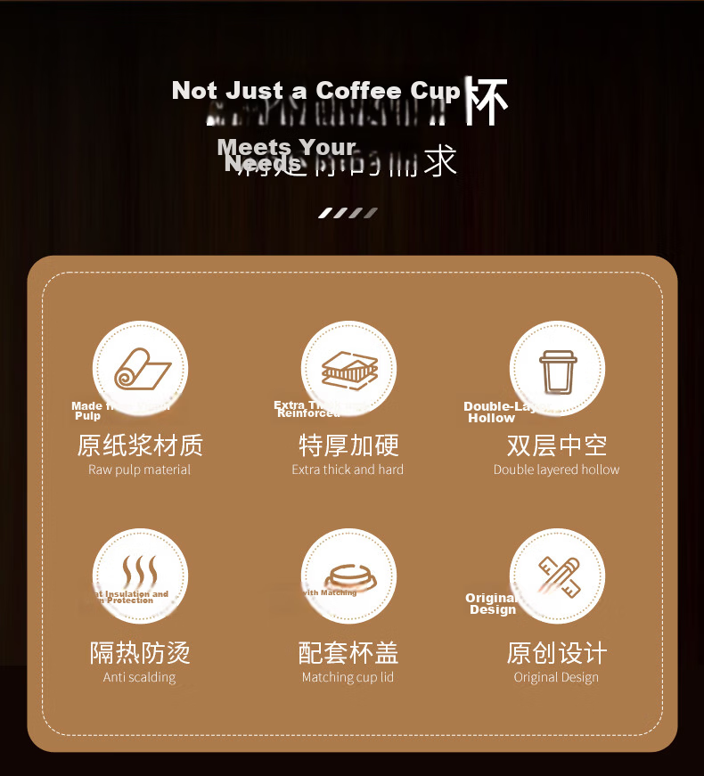 Circle Joy Disposable Paper Cups with Lids Thickened Insulated Hot Drink Coffee Cups Office Home Milk Tea Water Cups 25pcs 340ml 2