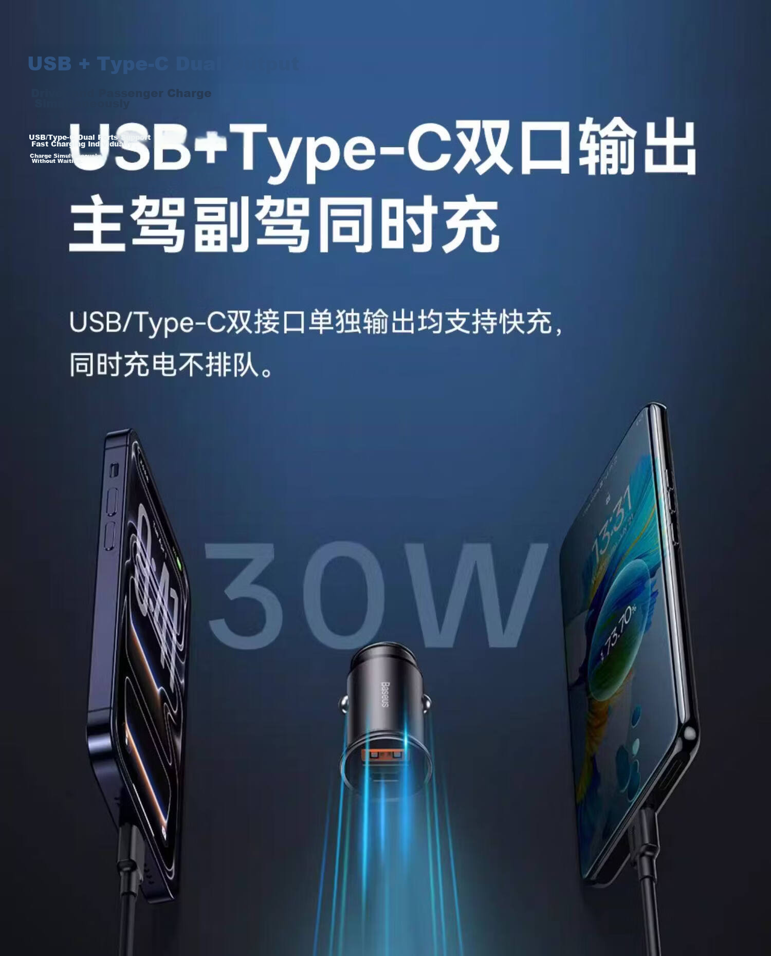 Baseus Car Charger Super Fast Charging 2026 New Dual-Port Cigarette Lighter Adapter Car Power Socket 5