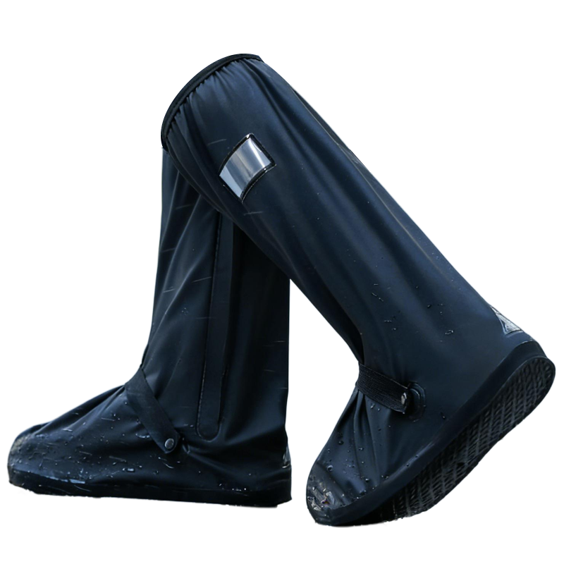 Ams Waterproof Rain Shoe Covers Men Mid-High Boot Covers Non-Slip Portable Outdoor Cycling Rain Reusable Thickened Adult Wear-Resistant 360 Full Coverage Large Size L
