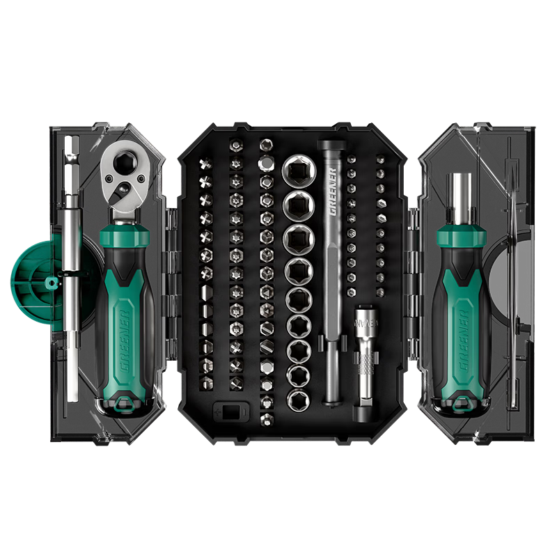 GREENER 【Yueguang Treasure Box】80-Piece Precision Screwdriver Set Multi-Function Bits Ratchet Wrench Motorcycle Repair
