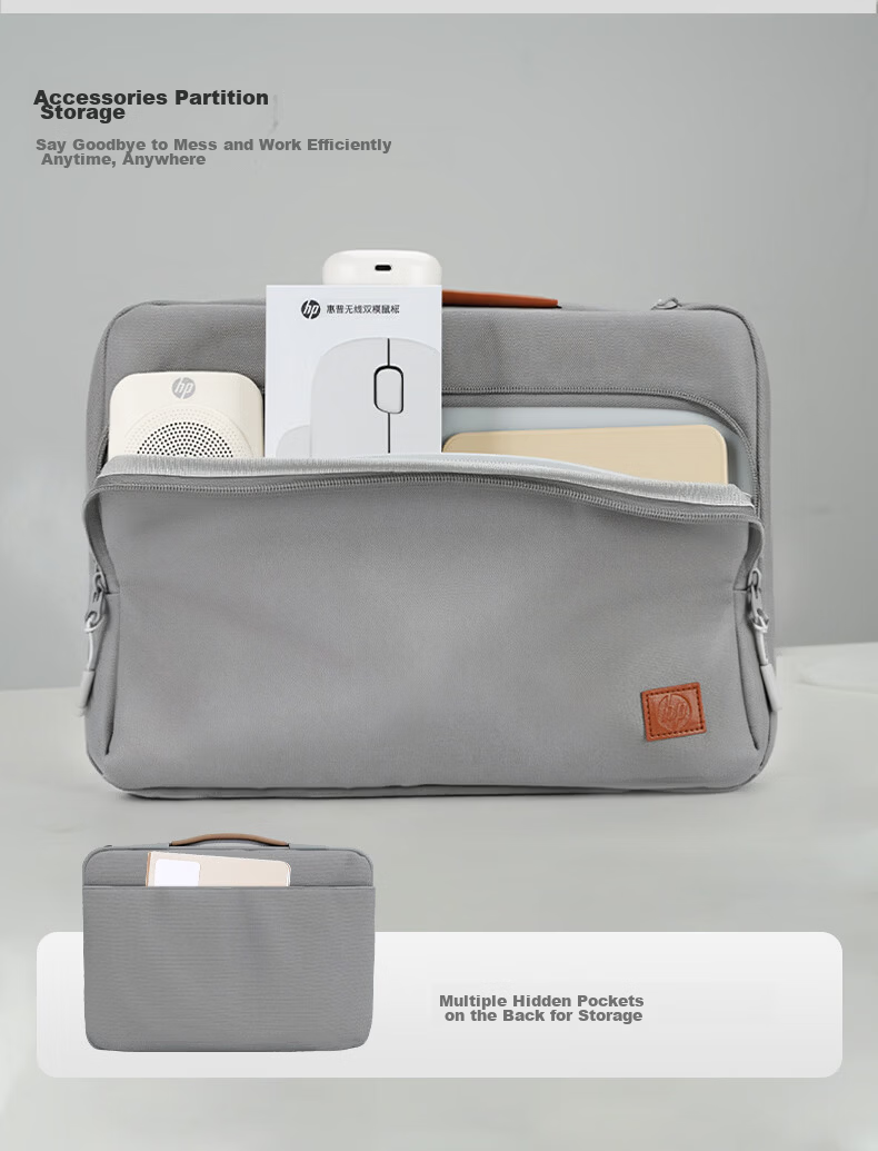 HP Laptop Bag Notebook Briefcase Water-Resistant Storage Case 16-inch Gray 6