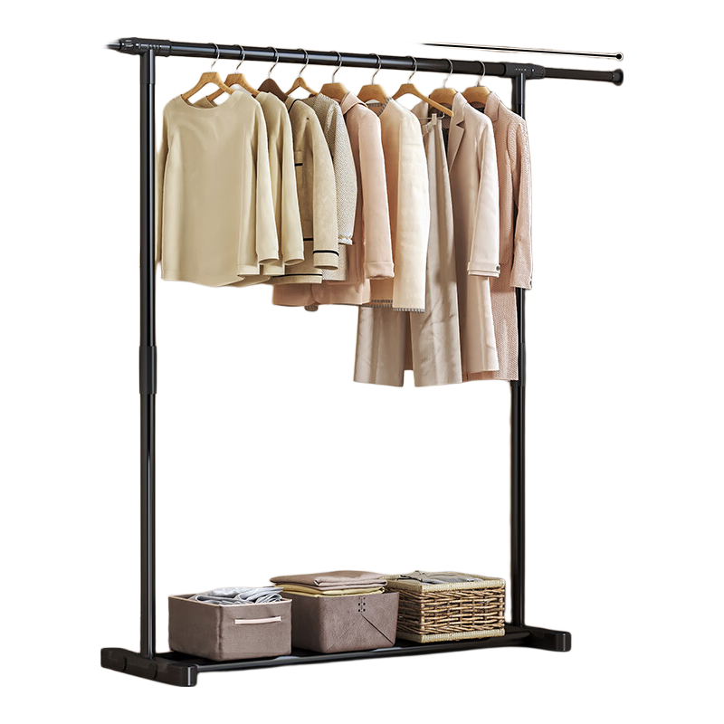 Gongxun Retractable Clothes Drying Rack, Floor-Standing Dormitory Hanger Rod, Indoor Bedroom Simple Hanging Rack, Movable 1.4 Meters