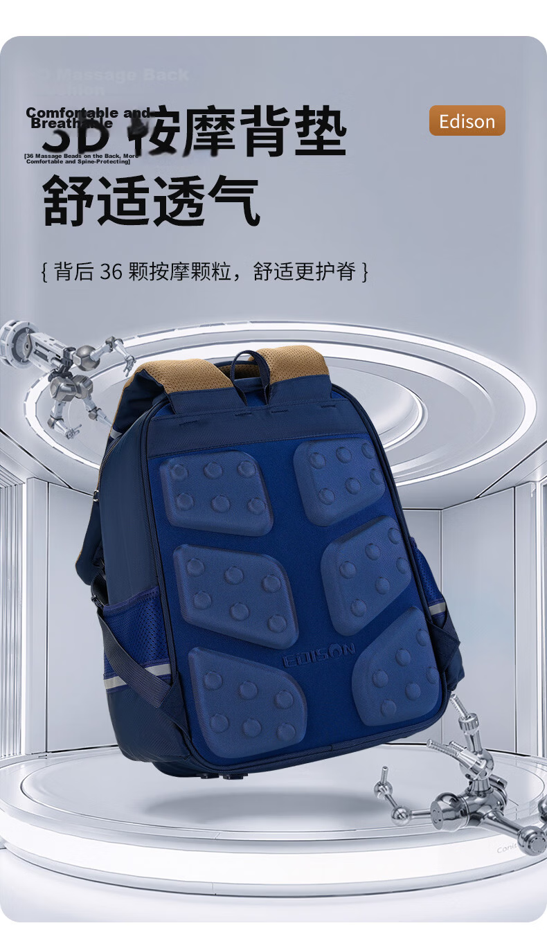 Edison Primary School Backpack for Boys and Girls, Lightweight, Ergonomic, Reflective, Anti-Drop Children's Double Shoulder Bag 2513-1S 6