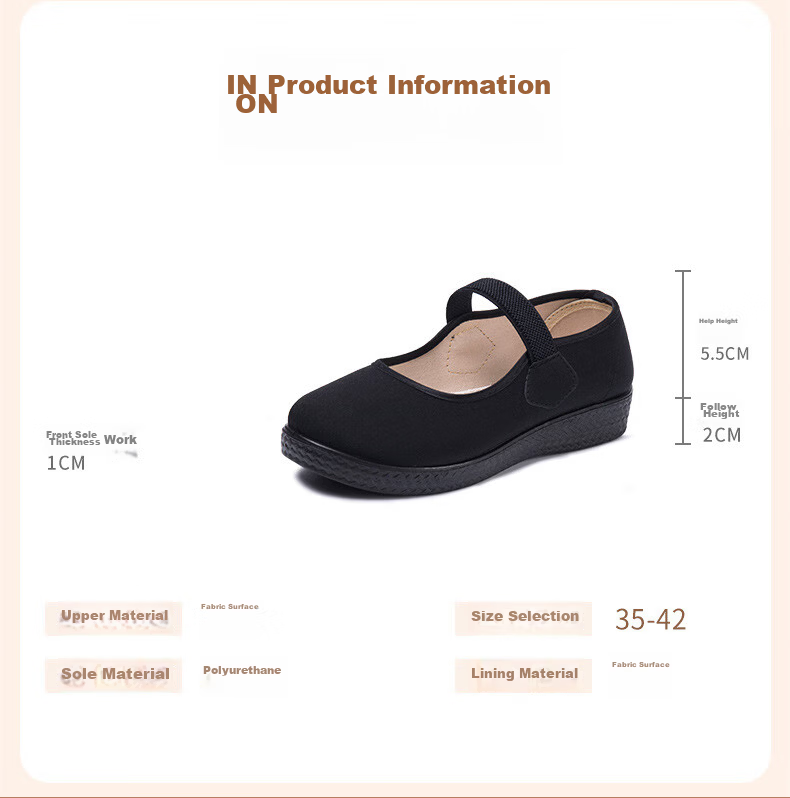 Yuzhaolin Women's Flat Hotel Black Work Service Waiter Restaurant Hotel Etiquette Dance Old Beijing Cloth Shoes Y2S-1010 Size 36 3