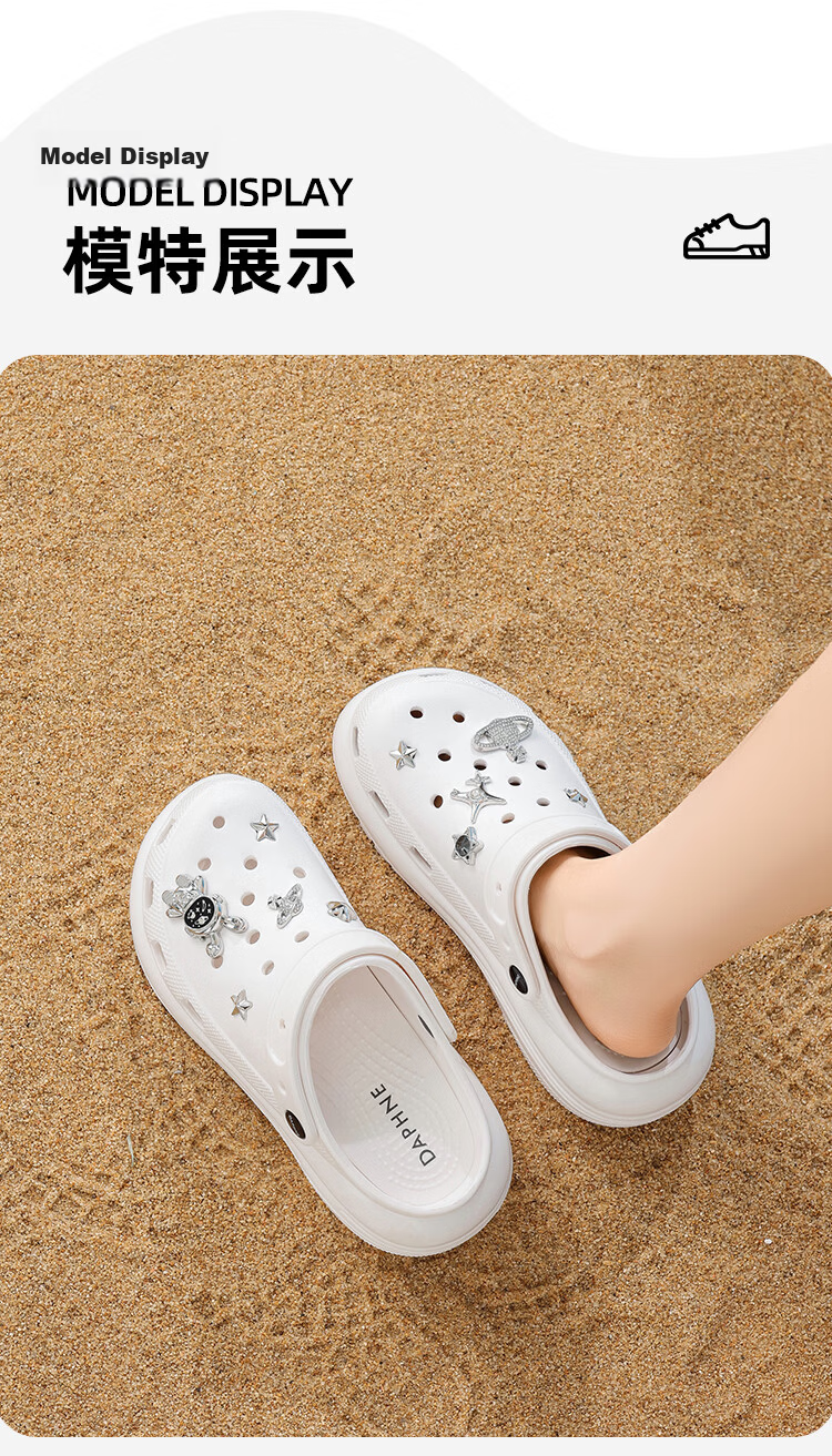 DAPHNE Women's Cloud Hole Shoes 2026 New Summer Soft Sole Thick Sole Height Increasing Casual Sandals 9