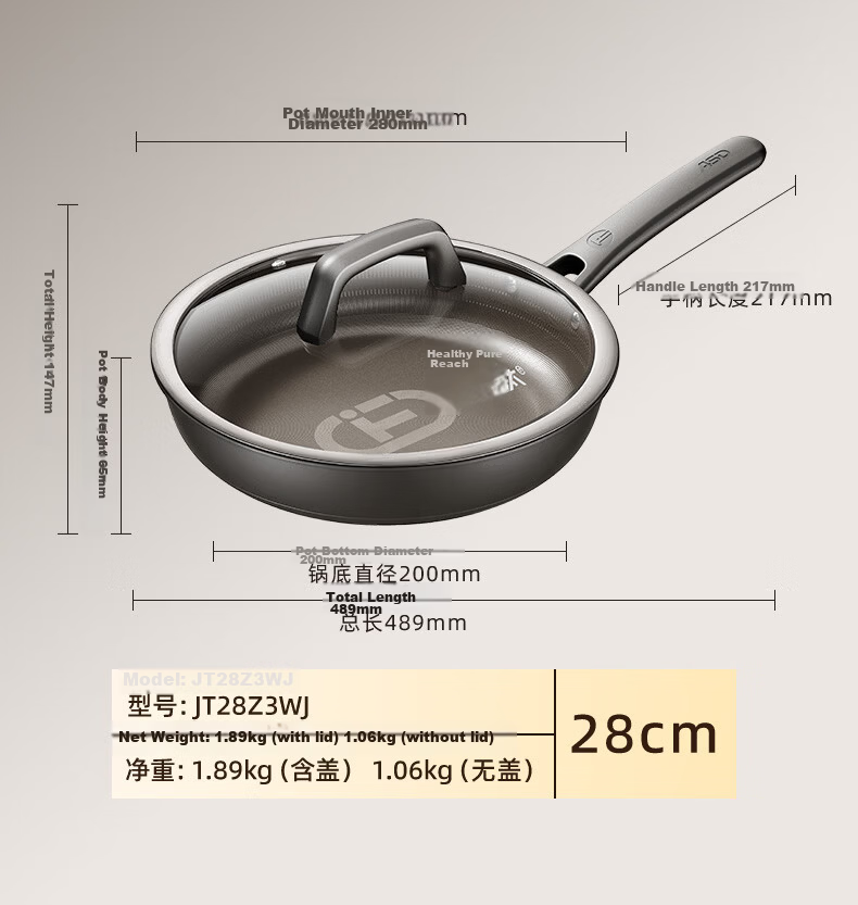 ASD Titanium Non-Stick Frying Pan Flat Bottom Egg Steak Cooking Pan Induction Gas Stove Compatible Z3 25