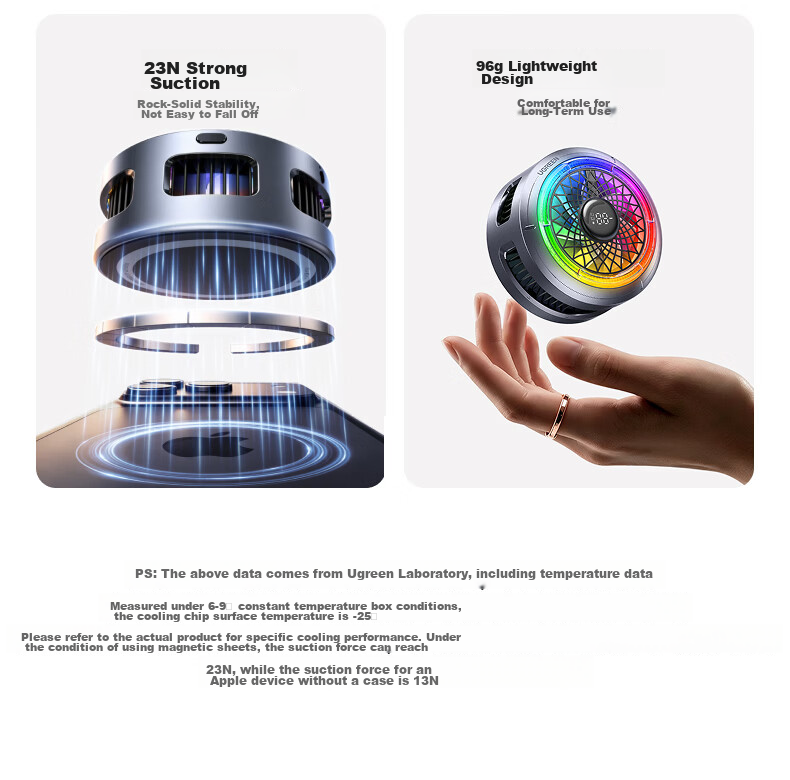 UGREEN Magnetic Mobile Phone Cooler Clip Semiconductor Cooling Low Noise for Apple Android Huawei Xiaomi iPad Tablet Gaming Live Streaming 2