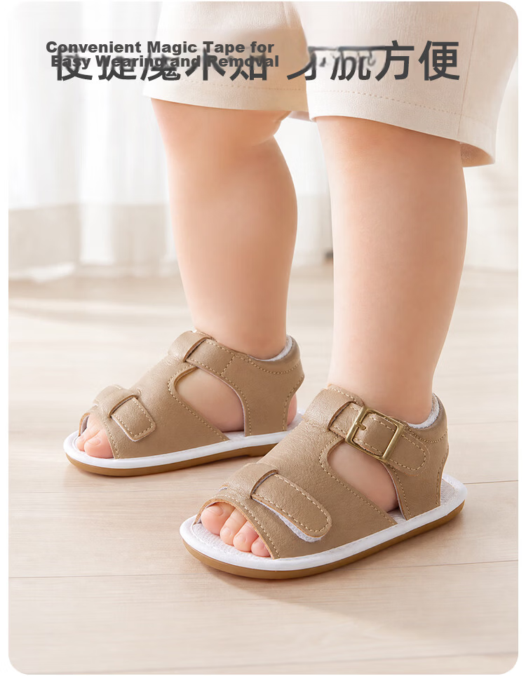 9i9 Baby Walking Shoes Summer Soft Sole Non-Slip 0-1 Year Old Unisex Casual Breathable Sandals BX3 Light Brown Size 13 10
