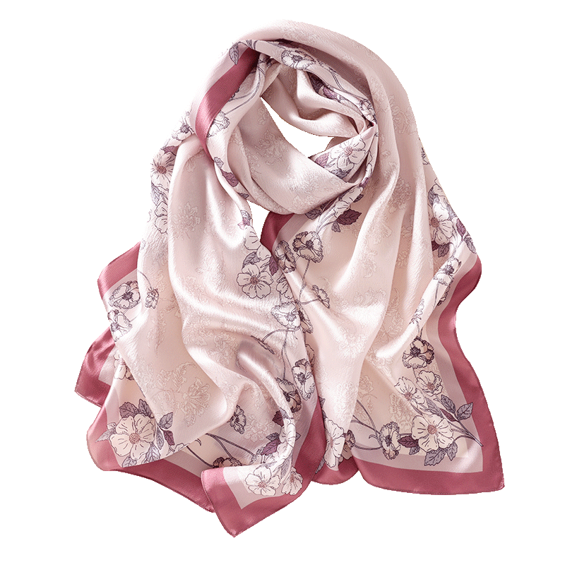 Shanghai Story Women's 100% Mulberry Silk Pearl Satin Long Scarf Shawl Gift Box for Girlfriend Valentine's Birthday Present