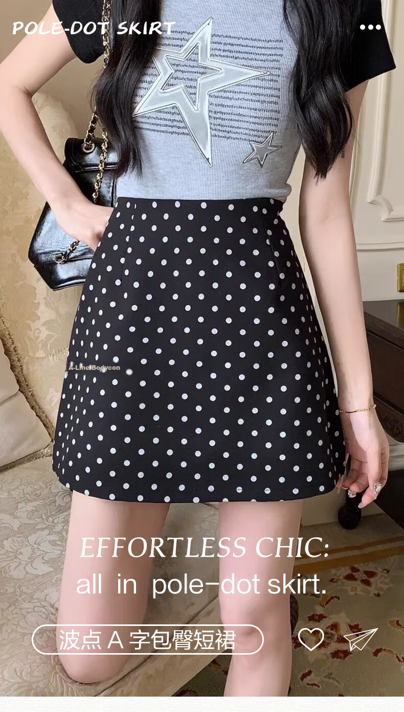 Borui Polka Dot Women's Skirt 2026 New Summer A-Line Sexy Bodycon Blazer Skirt Slim Fit Short Skirt 1