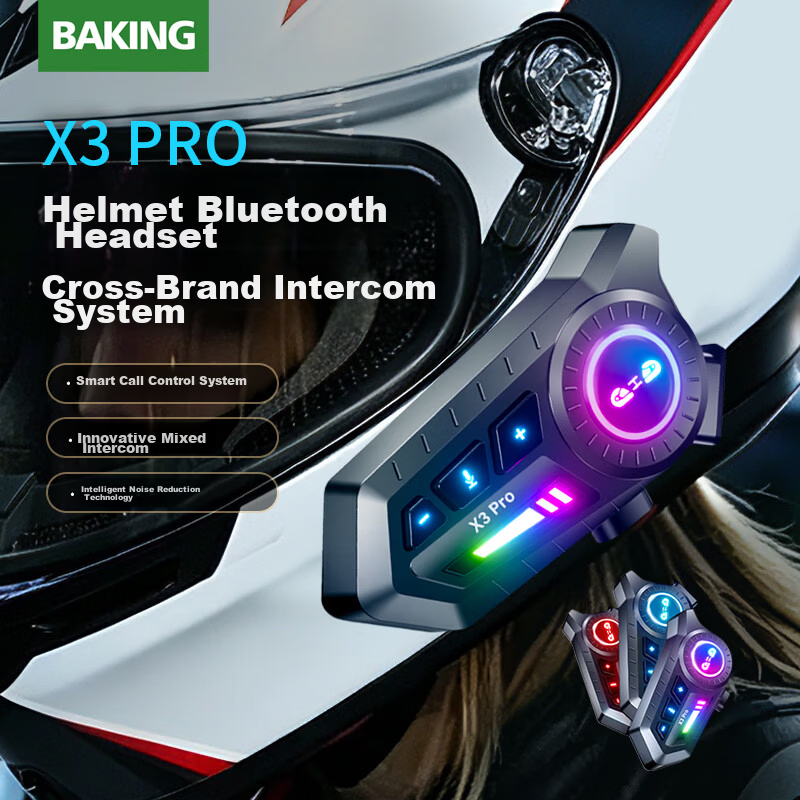 Baking Motorcycle Helmet Bluetooth Earphones Deep Bass Full Face Half Face Riding Cross-Brand Multi-Person Intercom Waterproof Noise Cancelling Long Distance Riding Earphones