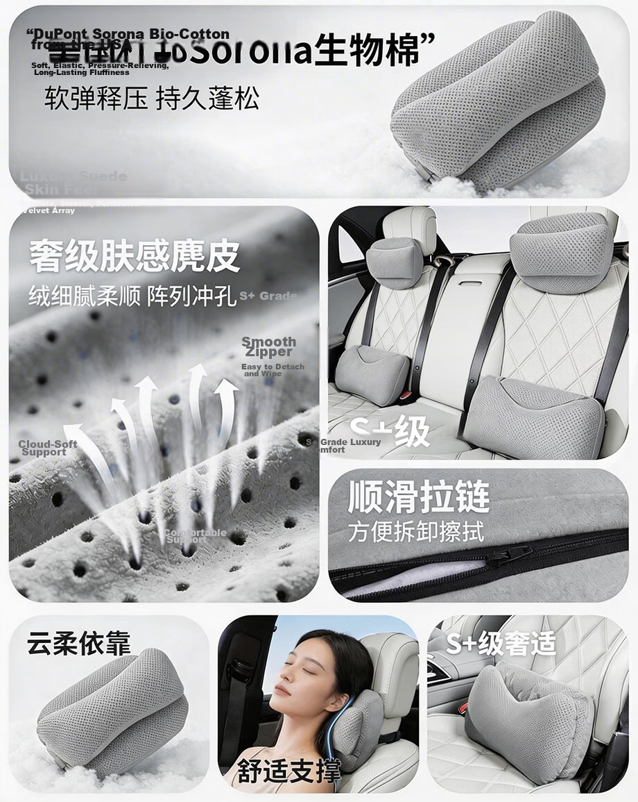 MINISO Car Headrest Neck Pillow Lumbar Support Cushion Office Nap Pillow Ideal for Car Use 3