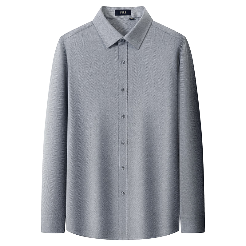 FIRS Brushed Jacquard Long Sleeve Shirt Men New Casual Business Wrinkle-Resistant Thick Shirt Dark Gray 41