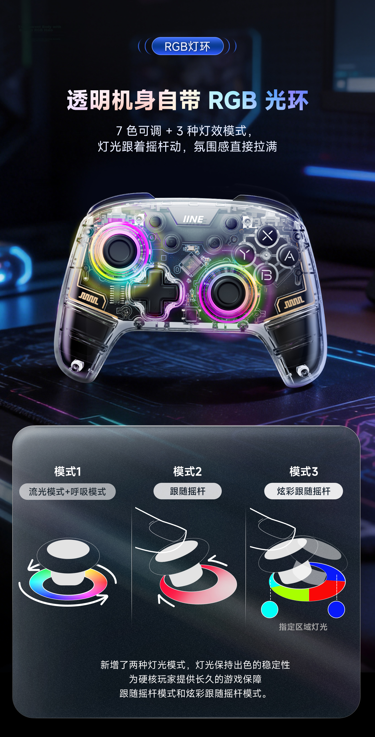 IINE Xingyao Controller Switch 1/2 Compatible PRO2 Gamepad Bluetooth Wireless HD Vibration One-Key Wake PC Steam Mobile NS2 Accessory 11