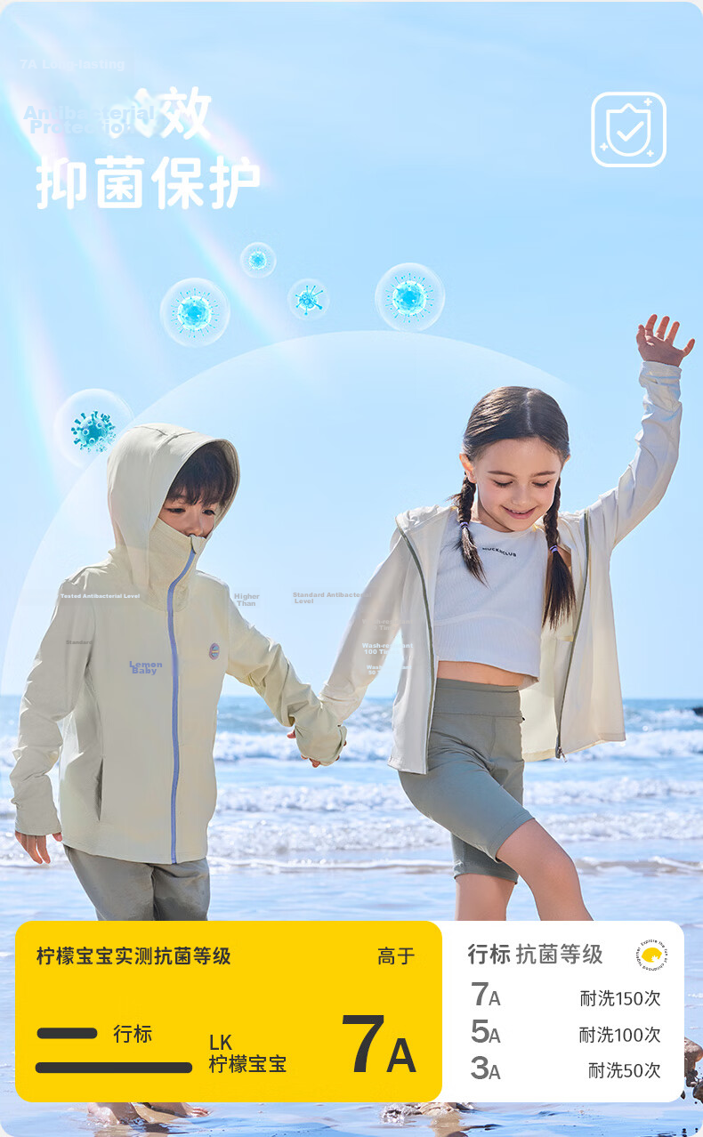 Lemon Baby Kids Breathable Cooling Sunscreen Jacket UV Protection Skin Jacket for Boys and Girls 14