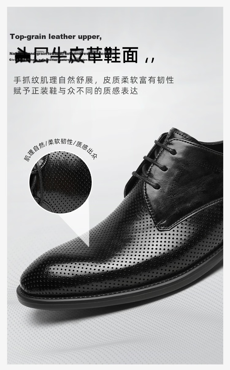 Goldlion Men's Shoes 2026 New Business Hand-Grip Textured Breathable Cushioning Formal Derby Shoes G567620081AAD Black Size 39 4