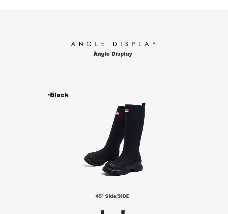 CAMEL Rainbow Rain Boots Women Lightweight Outdoor Casual Long Boots L25W577028 Black Size 38 32