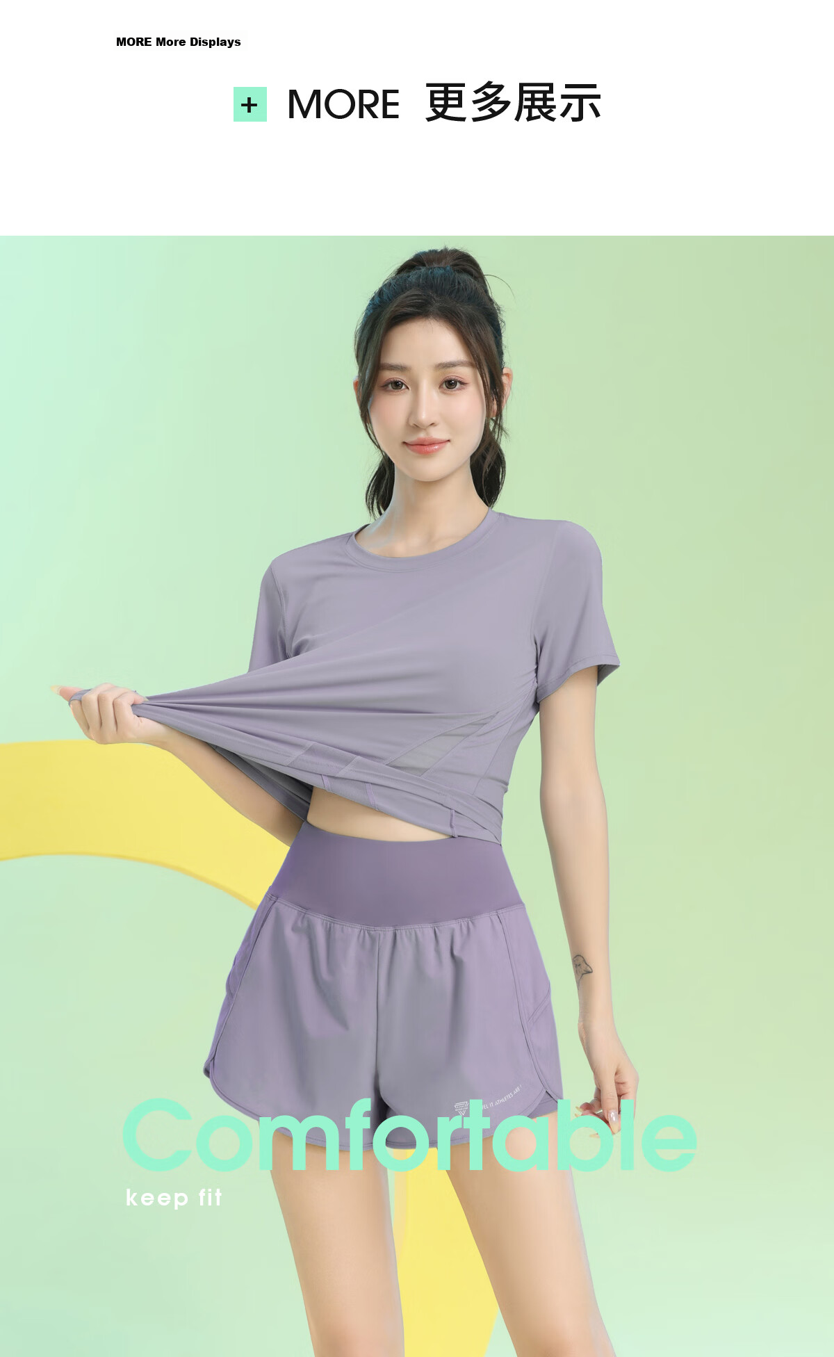 Baisirong Women's Professional Outdoor Morning Running Short Sleeve Quick-Dry Fitness Running Sports Set Loose High Elasticity Yoga Wear 12