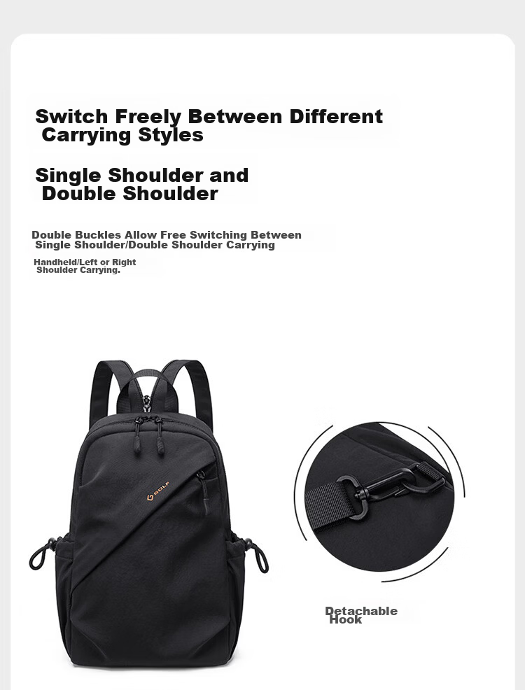 GOLF Lightweight Crossbody Bag Unisex Casual Sports Chest Bag Outdoor Cycling iPad Shoulder Bag Multifunctional Small Backpack 15