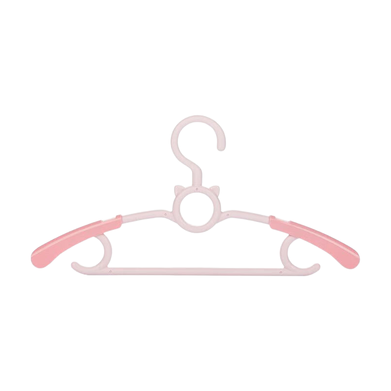 CHAHUA Cute Children's Hangers, Baby And Toddler Retractable Clothes Hangers for Wet And Dry Use, 3 Pink Pieces