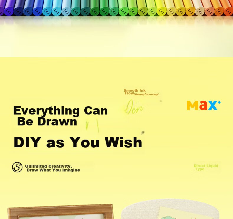 M&G 36-Color Acrylic Marker Pens MAX Foldable Direct Ink Children's Student Drawing Graffiti Hand-Painted Birthday Gift 49