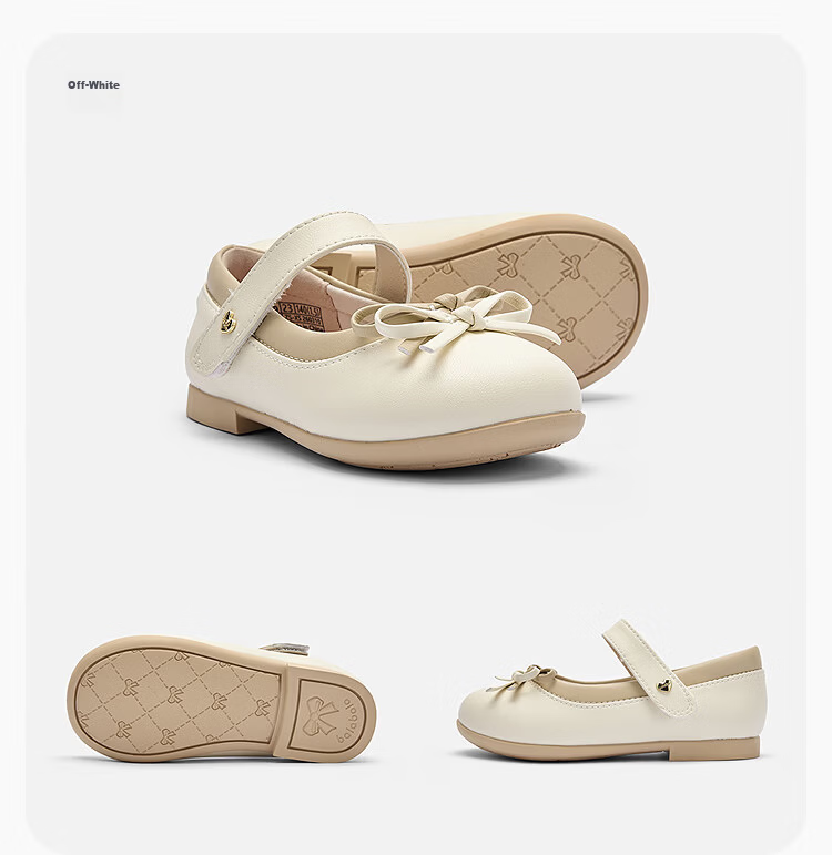Balabala Girls Princess Shoes 2026 New Spring Autumn Colorblock Spliced Leather Shoes 3D Double Bow Sandals for Girls 17