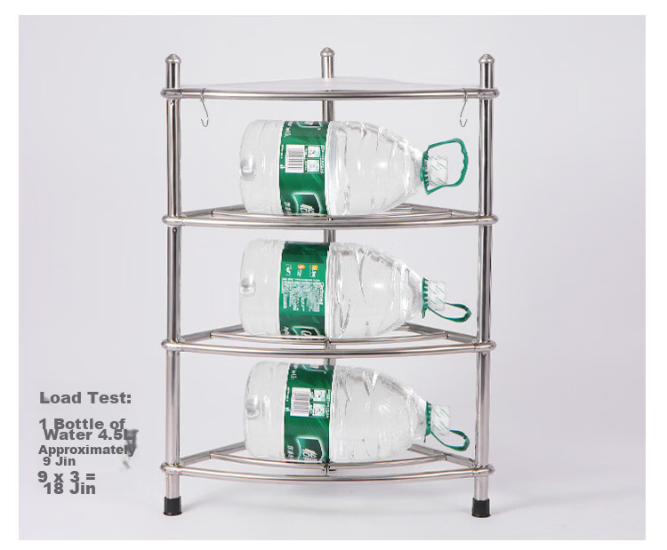 Ouranzhe Stainless Steel 4-Tier Bathroom Basin Rack Floor Storage Shelf Corner Storage Organizer 6