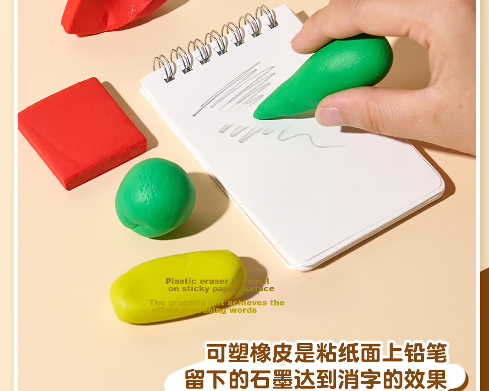 M&G Brushed Plastic Eraser Drawing Eraser Low Residue Cute Stationery Random Color AXP963KN 3 Pieces 10