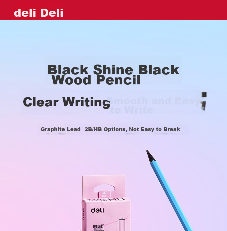 Deli White Hexagonal Writing Pencil 2B (White) (10 Pieces/box), Drawing And Doodling HC809-2B, Student Back-To Stationery 1
