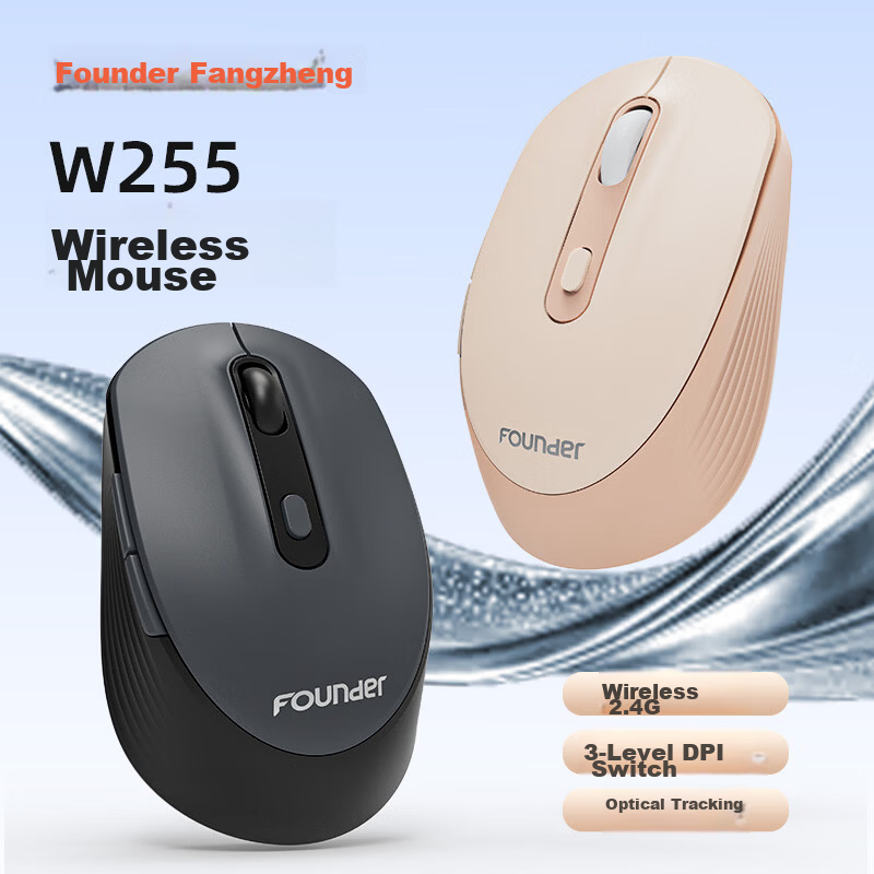 Founder Wireless Mouse 2.4G Lightweight Silent Click Small Hand Portable Office Mouse for Women Laptop Desktop All-in-One Computer Mouse W255 Black